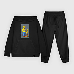 Костюм хлопковый детский Homer Simpson and cats - нейросеть арт, цвет: черный