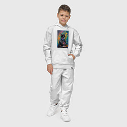 Костюм хлопковый детский Чёрная модница в кожаной куртке - нейросеть, цвет: белый — фото 2