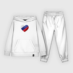 Костюм хлопковый детский Флаг России в сердце, цвет: белый