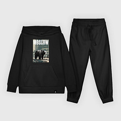 Костюм хлопковый детский Москва - Россия - медведь, цвет: черный