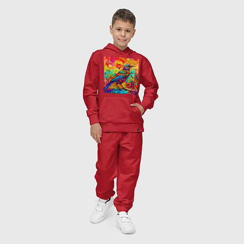 Детский костюм Красочная птица - мозаика - нейросеть / Красный – фото 4