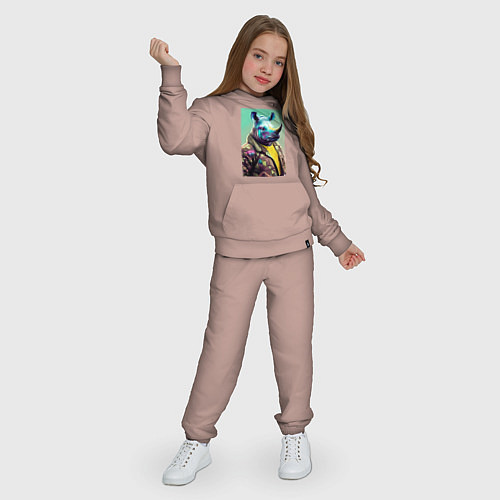 Детский костюм Модный носорог - нейросеть / Пыльно-розовый – фото 3