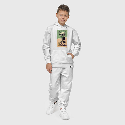 Детский костюм Прикольный скелетик - хэллоуин - нейросеть / Белый – фото 4