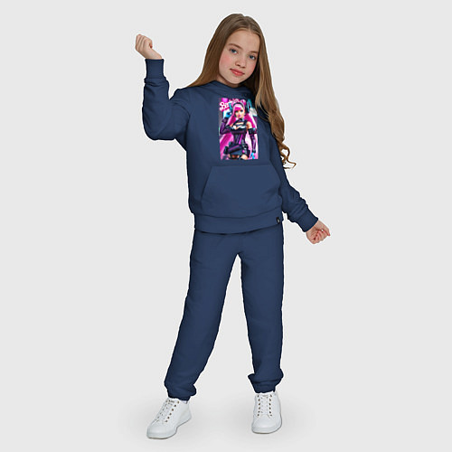 Детский костюм Барби - киберпанк - нейросеть / Тёмно-синий – фото 3