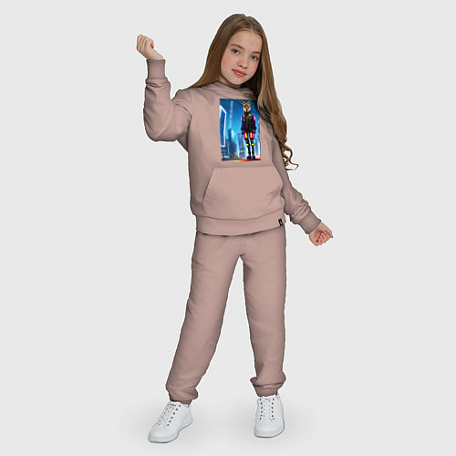 Детский костюм Кенгуру в ночном Мельбурне - киберпанк / Пыльно-розовый – фото 3