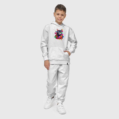 Детский костюм Котик в цветах - нейросеть / Белый – фото 4