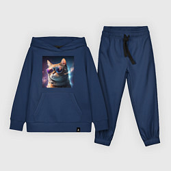 Костюм хлопковый детский Космический кот сosmos collection, цвет: тёмно-синий