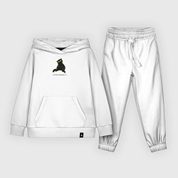 Костюм хлопковый детский Чёрный котик с вопросительным взглядом чего смотри, цвет: белый