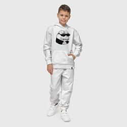 Костюм хлопковый детский Лягушонок пепе в очках мем, цвет: белый — фото 2