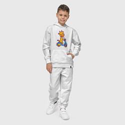 Костюм хлопковый детский Жираф на мотороллере, цвет: белый — фото 2