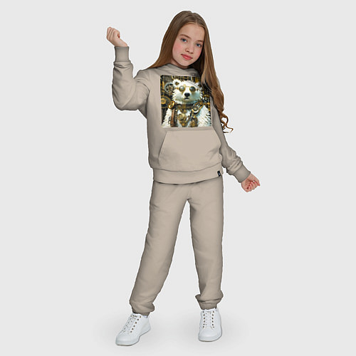 Детский костюм Северный медведь воин в очках в стиле стимпанк / Миндальный – фото 3