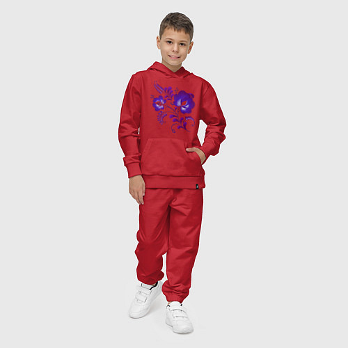 Детский костюм Веточка с цветами - фиолетовая гжель / Красный – фото 4