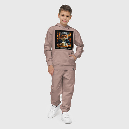 Детский костюм Рыжий кот: если лев голоден он ест - пафосная цита / Пыльно-розовый – фото 4