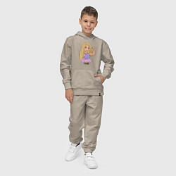 Костюм хлопковый детский Barbie power, цвет: миндальный — фото 2