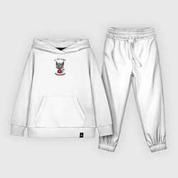 Костюм хлопковый детский Весёлый котёнок с хитрой улыбкой, цвет: белый