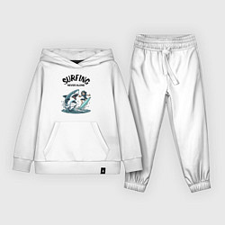 Костюм хлопковый детский Surfing never alone - shark and girl, цвет: белый