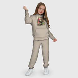 Костюм хлопковый детский Cyber girl in a respirator - ai art fantasy, цвет: миндальный — фото 2