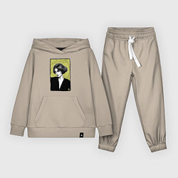 Костюм хлопковый детский Желтоглазая мадам, цвет: миндальный