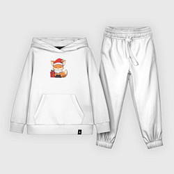 Костюм хлопковый детский Лиса с подарком, цвет: белый