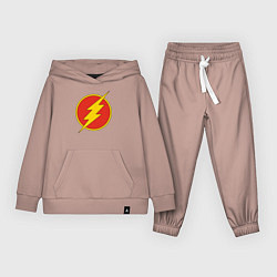 Костюм хлопковый детский Flash logo, цвет: пыльно-розовый