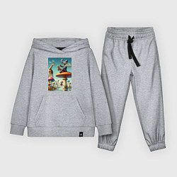 Костюм хлопковый детский Слон играет на саксофоне жирафу, цвет: меланж