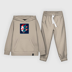 Костюм хлопковый детский Санта Клаус спешит поздравить, цвет: миндальный