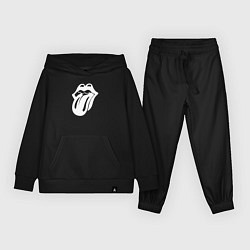Костюм хлопковый детский Rolling Stones - white logo, цвет: черный