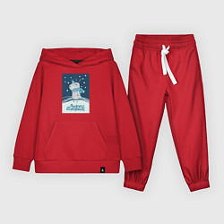 Костюм хлопковый детский Новогодний олень с шарфом, цвет: красный