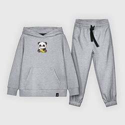 Костюм хлопковый детский Милая панда с бананом, цвет: меланж