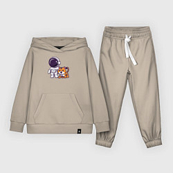 Костюм хлопковый детский Космонавт и тигрёнок, цвет: миндальный