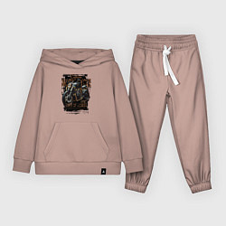 Костюм хлопковый детский Мотоцикл кастом, цвет: пыльно-розовый