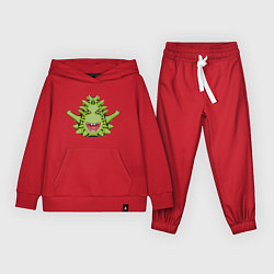 Костюм хлопковый детский Cartoon monster with spikes green, цвет: красный