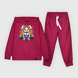 Костюм хлопковый детский Gym bunny barbell, цвет: маджента