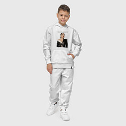 Костюм хлопковый детский Билли Айлиш в черном костюме, цвет: белый — фото 2