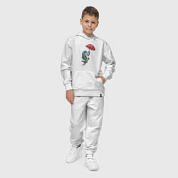 Костюм хлопковый детский Карп на зонтике, цвет: белый — фото 2