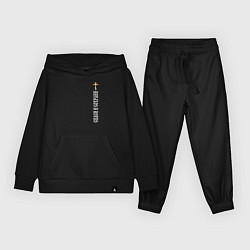 Костюм хлопковый детский Крест православия - спаси и сохрани, цвет: черный