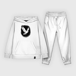 Костюм хлопковый детский Чайка в черном круге, цвет: белый