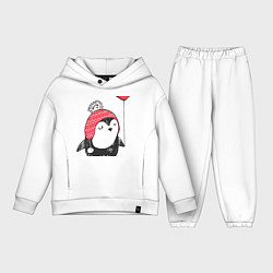 Детский костюм оверсайз Пингвин-девочка с шариком, цвет: белый