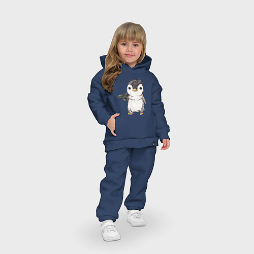 Детский костюм оверсайз Пингвин с пистолетом / Тёмно-синий – фото 3