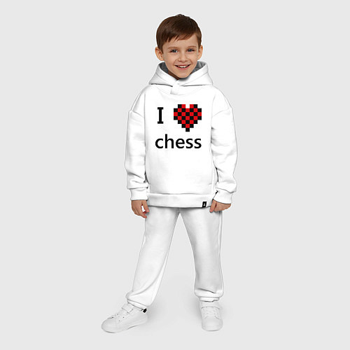 Детский костюм оверсайз I love chess / Белый – фото 4