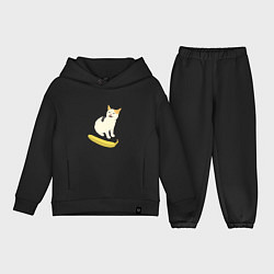 Детский костюм оверсайз Cat no banana meme, цвет: черный