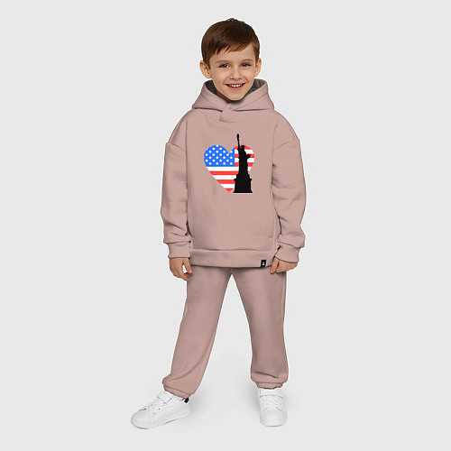 Детский костюм оверсайз Люблю Америку / Пыльно-розовый – фото 4