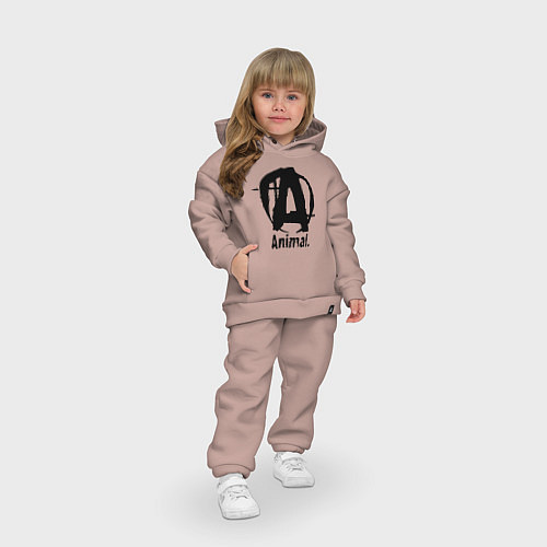 Детский костюм оверсайз Animal Logo / Пыльно-розовый – фото 3