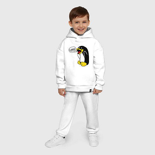 Детский костюм оверсайз Пингвин: Linux / Белый – фото 4