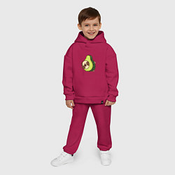 Детский костюм оверсайз Мопс-авокадо, цвет: маджента — фото 2