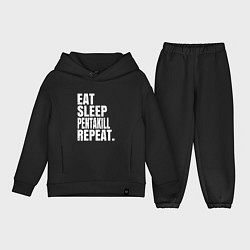 Детский костюм оверсайз EAT SLEEP PENTAKILL REPEAT, цвет: черный