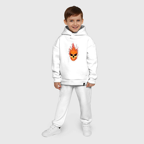 Детский костюм оверсайз Fire flame skull / Белый – фото 4