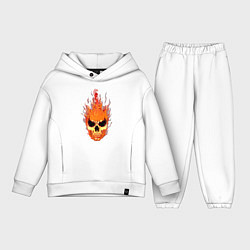 Детский костюм оверсайз Fire flame skull, цвет: белый