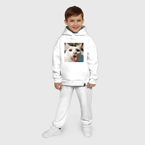 Детский костюм оверсайз Мем про кота / Белый – фото 4