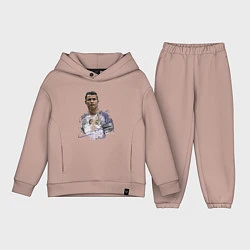 Детский костюм оверсайз Cristiano Ronaldo Manchester United Portugal, цвет: пыльно-розовый